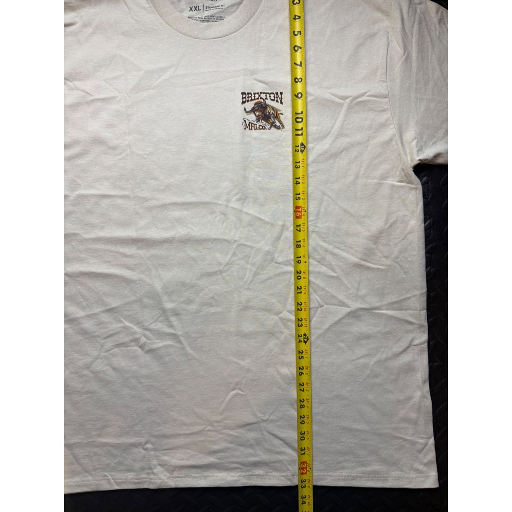 Brixton MFG Co Mens XXL Cream Charging Bull Graphic T-Shirt Standard Fit Cotton - Picture 6 of 8